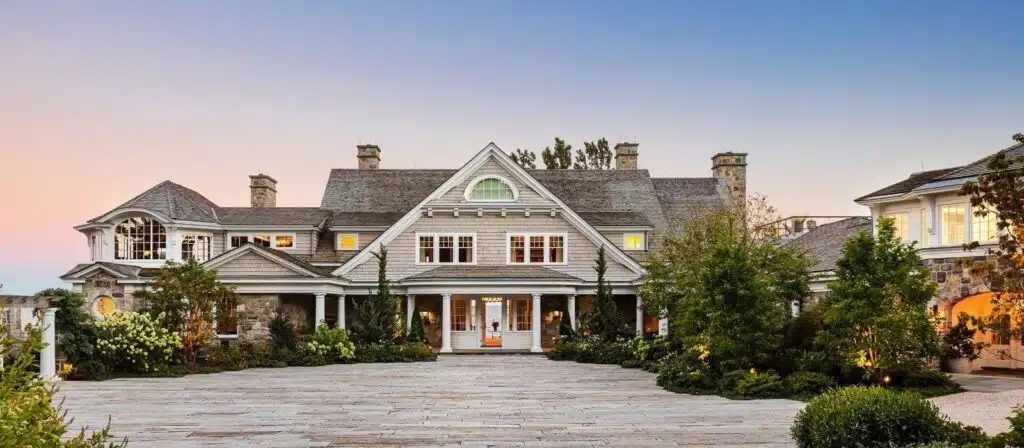 A shingle-and-stone home in New Canaan, Connecticut